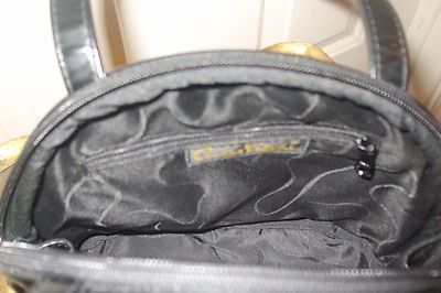 Sac à Main Femme Carlos Falchi - Modèle Bowler Noir Verni - Occasion En Excellent état - Taille Medium Small