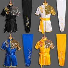 Silk Kung Fu Tai Chi Uniform Martial Arts Suit Clothes Outfit Dragon Embroidery