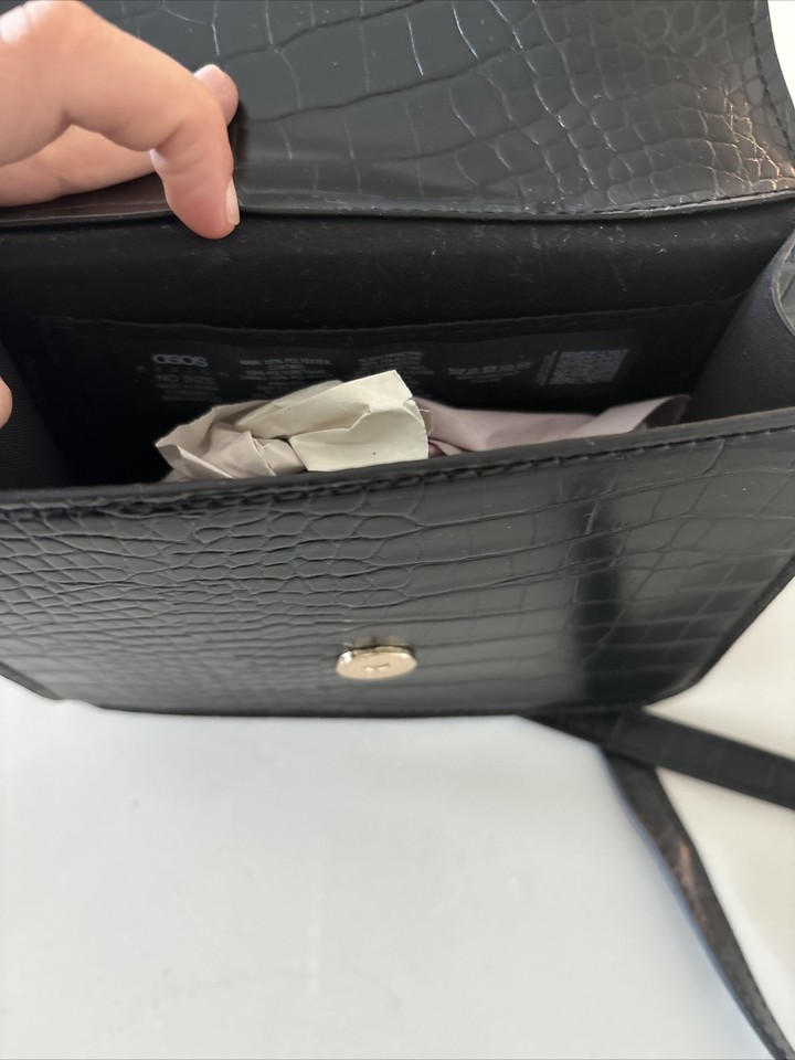 ASOS Faux Crocodile Crossbody Mini Bag Black eBay