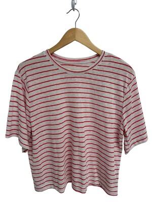 Universal Thread Women's Short Sleeve White Striped Crop Tee Size L