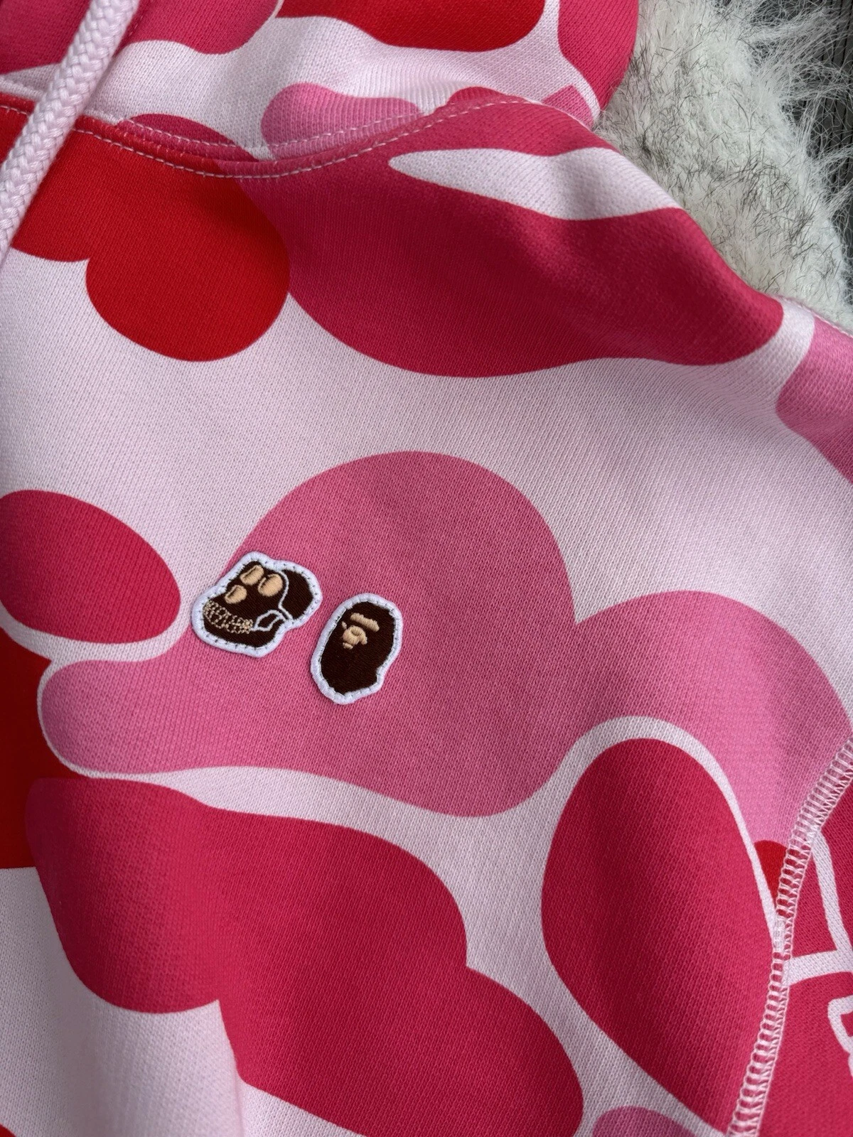 A BATHING APE (BAPE) Felpa con cappuccio BAPE X BAYC rosa piccola media XLarge scimmia annoiata yacht club mimetica