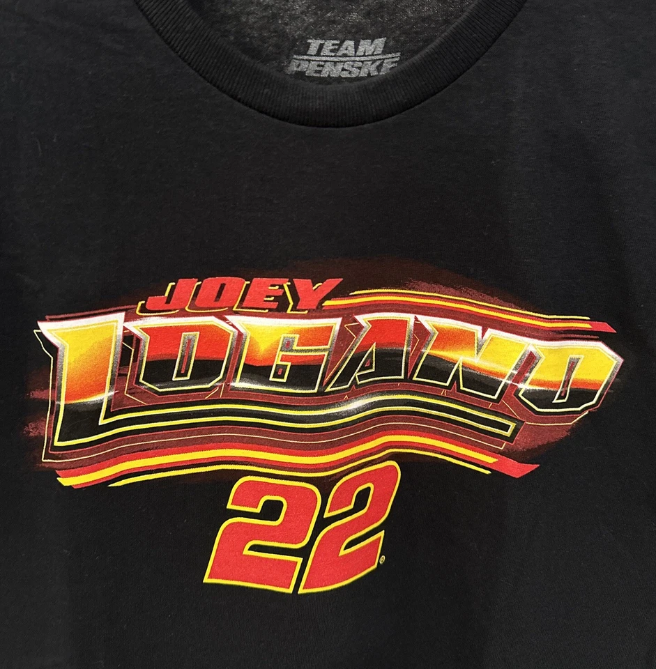 Camiseta negra Joey Logano #22 Nascar Team Penske 100 % algodón Foto 4 de 4