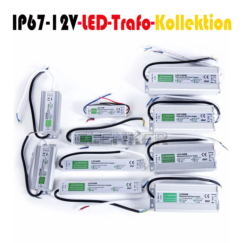 DC12V LED Trafo Transformator Netzteil IP67 Wasserdicht LED Strip 10W-350W - Bild 3 von 4