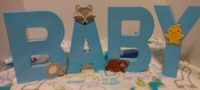 Nursery Wall Letters Blue With Baby Animals Or Baby Boy Shower Deco Centerpiece