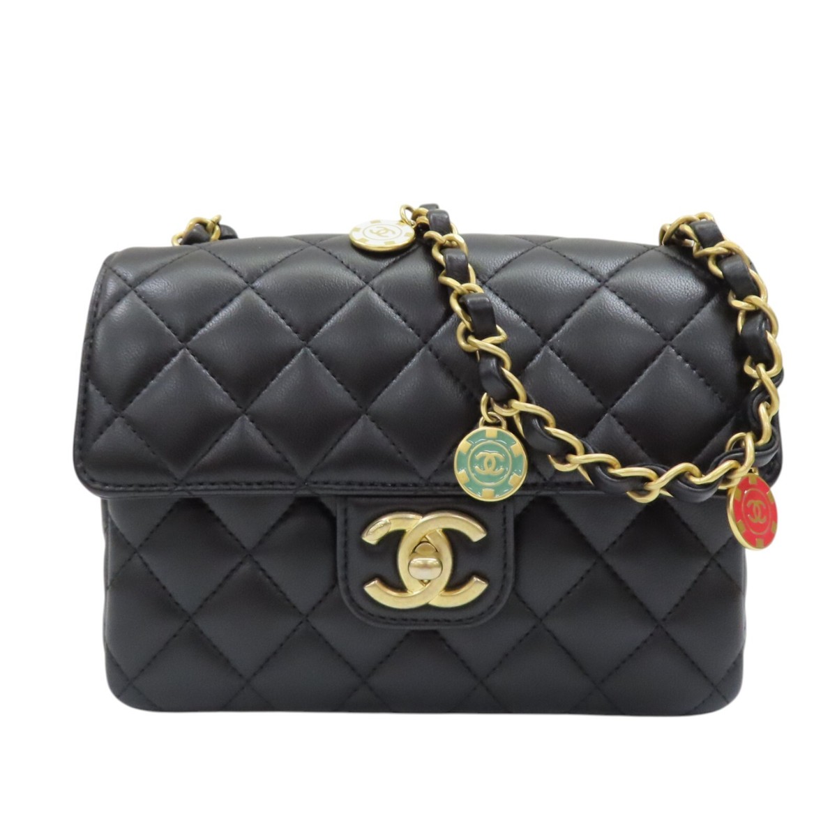 CHANEL Casino Chips Mini Flap Shoulder Bag Black Quilted