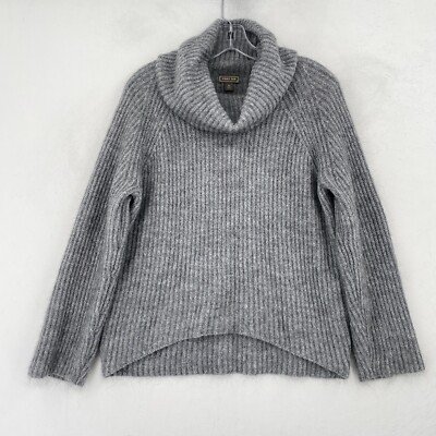 J Crew Point Sur Ribbed Turtleneck Sweater Womens Small Gray Wool Mohair Blend
