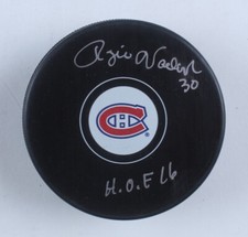  Rogie Vachon Signed Montreal Canadiens Logo Puck Inscribed 