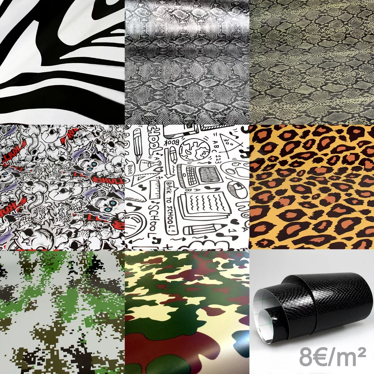 Camouflage Autofolie (10€/m²) Tarnfleck Digital Folie selbstklebend  Blasenfrei