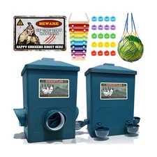 Automatic Port Chicken Feeder and Cup Waterer Set - Chicken Coop Accessories,...
