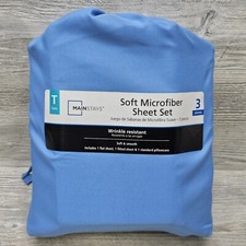 Mainstays 3-Piece Soft Microfiber Twin Sheet Set Blue Eyes Wrinkle Resistant