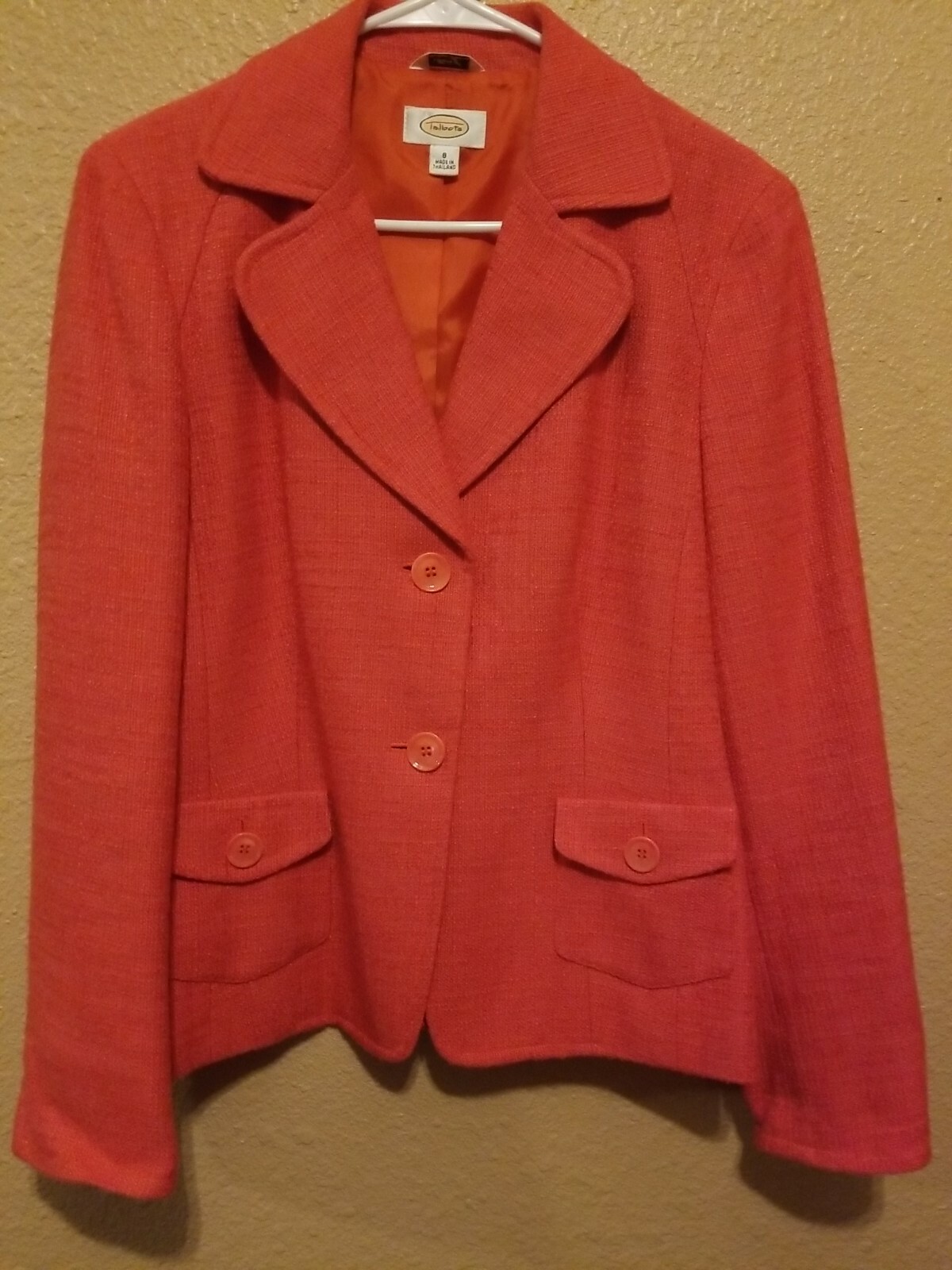Talbots Orange Jacket Italian Fabric 8 