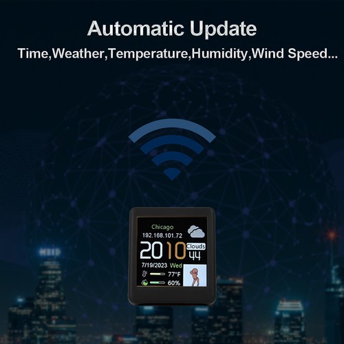 Smart Clock WIFI Weather Clock Screen Temperature&Humidity Desktop Decor Yellow; - Picture 12 of 13