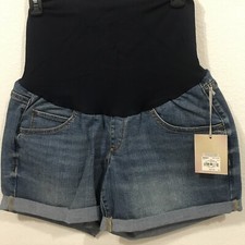 A-GLOW - WOMEN - MATERNITY BOYFRIEND SHORTS - BLUE - SIZE 10 APO-19-6
