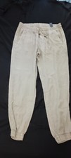 ZARA THE JOGGING IN MIDNIGHT JOGGERS SZ L Run Small Drawstring Pants Beige B7