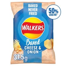WALKERS Baked Cheese & Onion Flavour Crisps 37.5g Bags Multipacks (PACK OF 32)