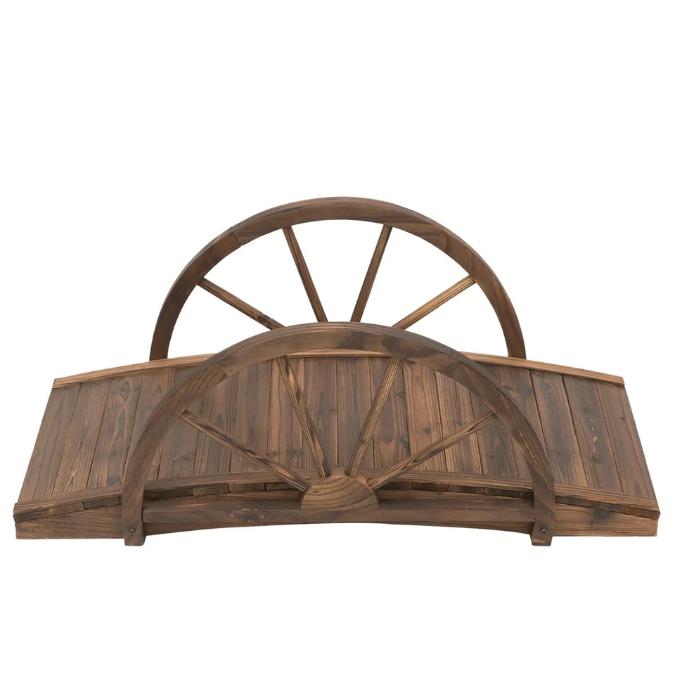 Puente de jardín de madera de 3,3 pies pasarela de arco Foto 4 de 4