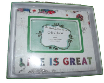 C. R. Gibson Ceramic Picture Frame Life Is Great Artist Lori Siebert 4 x 6 Photo