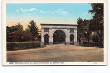 Losey Memorial Arch Oak Grove Cemetery La Crosse WI WB Postcard Vtg Posted 1946