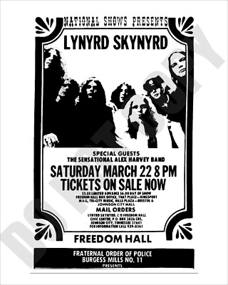 1975 Lynyrd Skynyrd Concert Freedom Hall In Johnson City TN Promo Ad 8x10 Photo