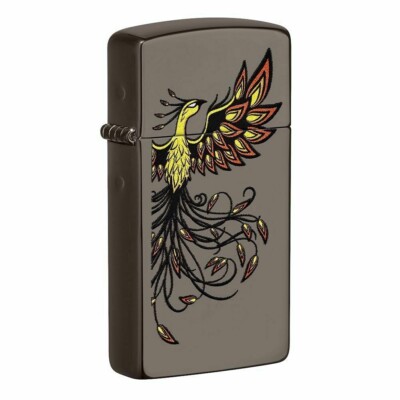Zippo 49407 Phoenix Design Slim Black Ice Pocket Lighter