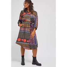 Farm Rio Ciela Midi Shirtdress Mixed Print Colorful Size S