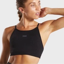 Gymshark Black Seamless High Neck Sports Bra Workout Athleisure Size S