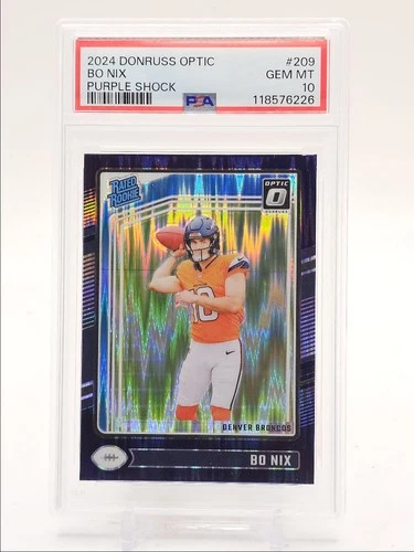 BO NIX 2024 DONRUSS OPTIC RATED ROOKIE PURPLE SHOCK E RC PSA 10 Q0004