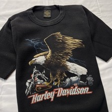 Vtg 3d Emblem 1985 Thermal Harley Davidson Eagle Lightning Biker Made In USA