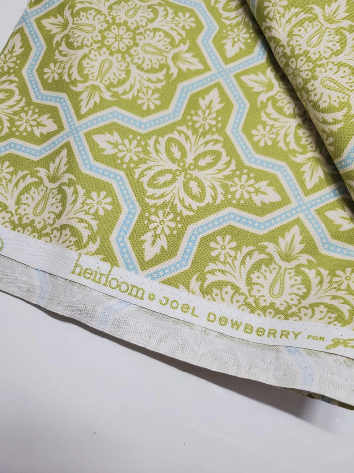 Joel Dewberry Fabric Heirloom Damask Blue Green Floral Chic Sew Quilt ONE YARD - Image 2 of 2