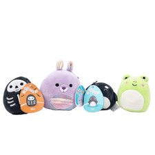 Lot Of 4 Small Squishmallows- Skeleton, Orca, Frog, Kangaroo Stix, Kai, Kiki 