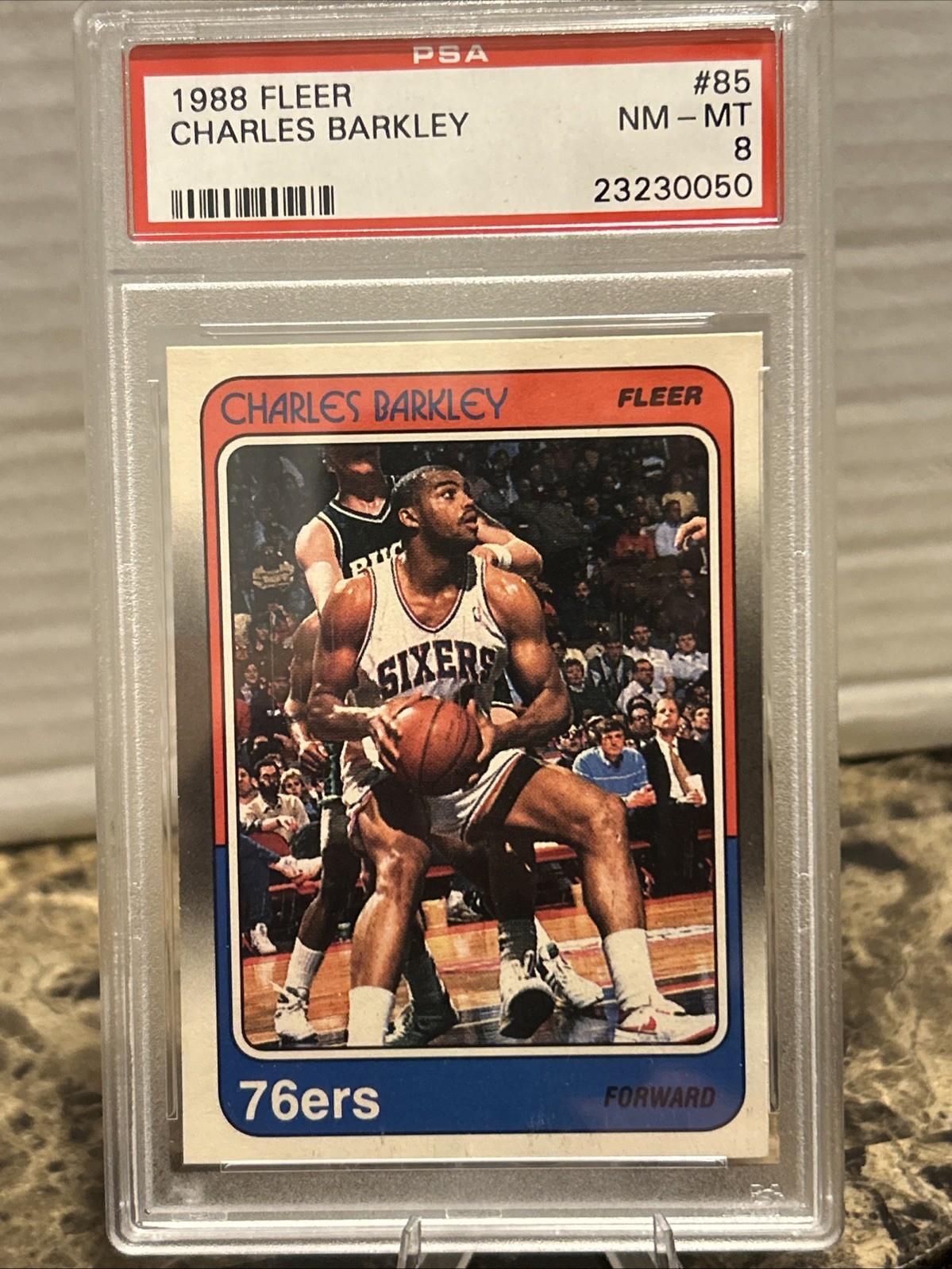 1988 Fleer Basketball # 85 Charles Barkley Philadelphia 76ers PSA 8 NM-MT