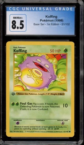 Pokemon Koffing Base Set Shadowless 1st Ed. 51/102 CGC 8.5