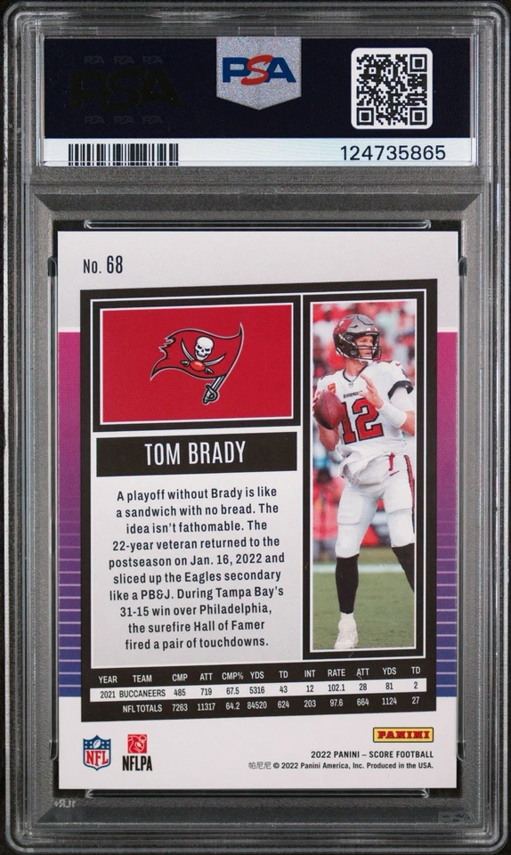 2022 Score #68 Tom Brady Showcase PSA 7 #/100 - Image 2 of 3