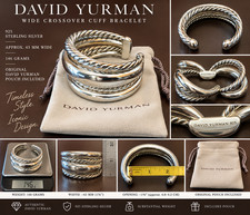 David Yurman Wide Crossover Cuff Bracelet 925 Sterling Silver 43mm 146g + Pouch