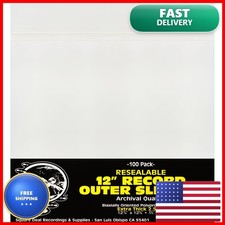 100 Pack 12" Vinyl Record Outer Sleeves Extra Thick Resealable Clear 2.5 mil