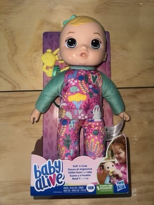 Baby ALive Soft 'n Cute Doll Blonde Hair Washable Stuffed Toy Hasbro