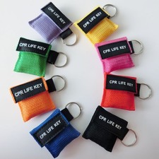 60PCS 8 COLORS CPR MASK ONE-WAY VALVE KEYCHAIN POUCH CPR 30:2 AED FIRST AID