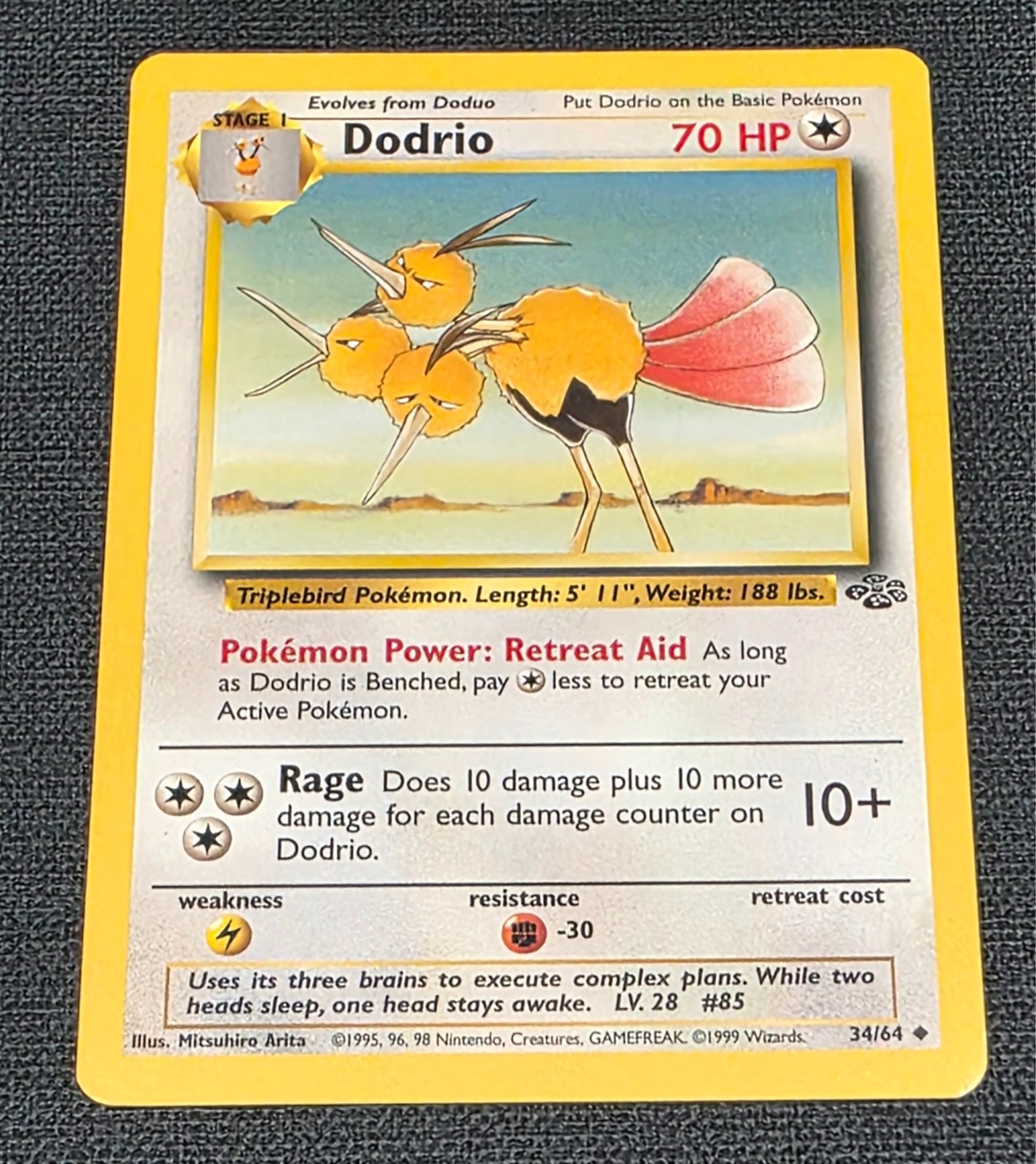 1999 Pokemon WOTC Jungle Unlimited Dodrio 34/64