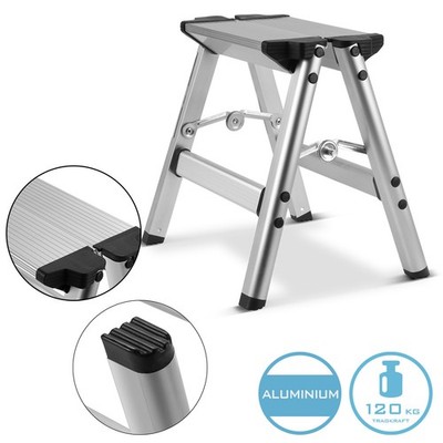 STAHLWERK Klapptritt 120 kg Tragkraft Alu Trittleiter Tritthocker Klappleiter