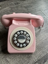 Telephone 1960 Style Pink Retro Old Fashioned corded push button desktop