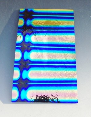 CBS Dichroic Glass coe 90 RBA Salmon Stripes on black 2 x 4