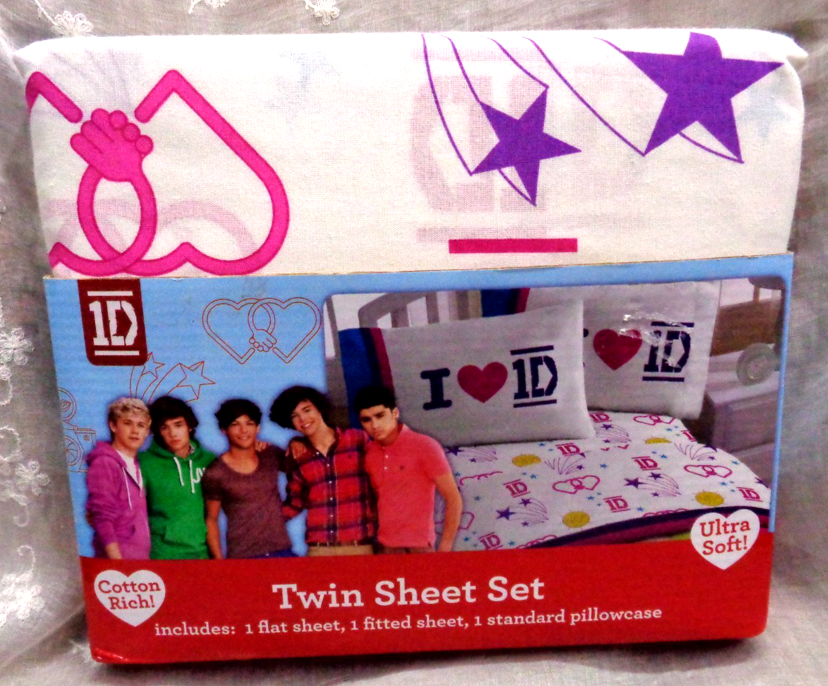 Vtg 2012 ONE DIRECTION 1D Twin Bed Sheet Set Cotton Rich Ultra
