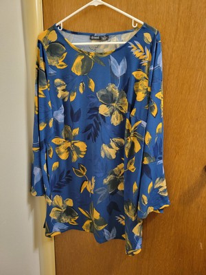 Evans Womens Plus Size 18 Tunic Brenda Prt Shirt Blouse Botanical Abstract