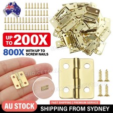50-200pcs Brass Plated Mini Hinge Small Decorative Jewelry Box Hinges with Nails