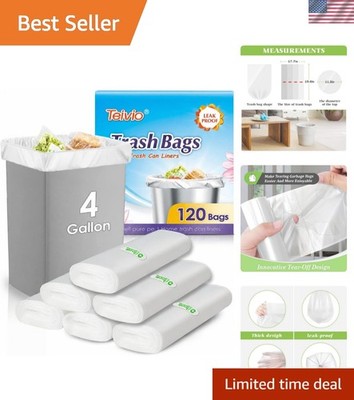 Small Trash Bags 4 Gallon 120 Counts Garbage Bags, Bathroom Trash Can Bin Lin...