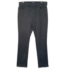 NYDJ Slim Fit Jeans Women Size 14 Black Gray Lift Tuck Technology Stretch USA