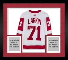 Framed Dylan Larkin Detroit Red Wings Signed White Adidas Jersey Captain Patch
