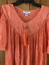 New Go Softly Patio Dress Rayon Pockets L Zip Front Pink Orange
