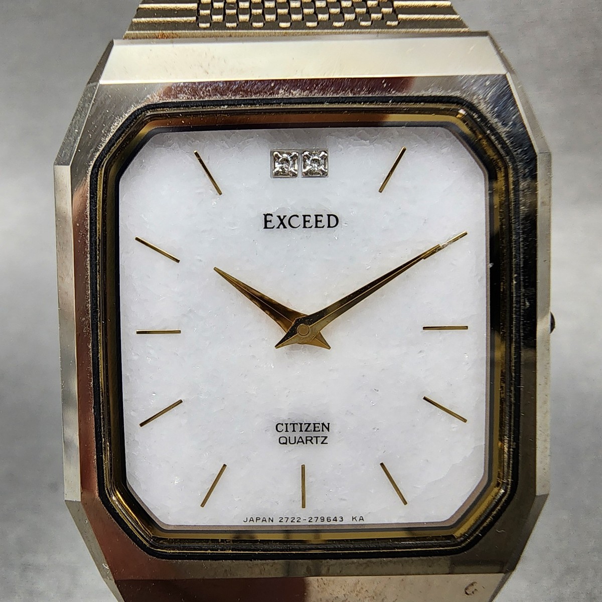 Citizen Exceed Tank Watch Men 29mm White Dial Gold Tone Octagon