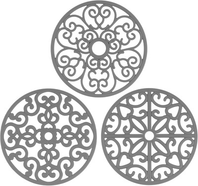 CHEFBEE 3PCS Silicone Trivet Mat - Flexible Non-Slip Heat Resistant Gray 